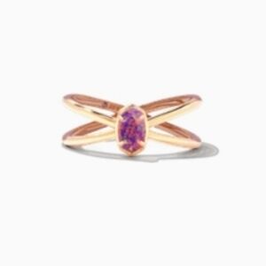 Kendra Scott Emilie Double Band Ring in Rose Gold & Purple Kyocera Opal sz6 NWT